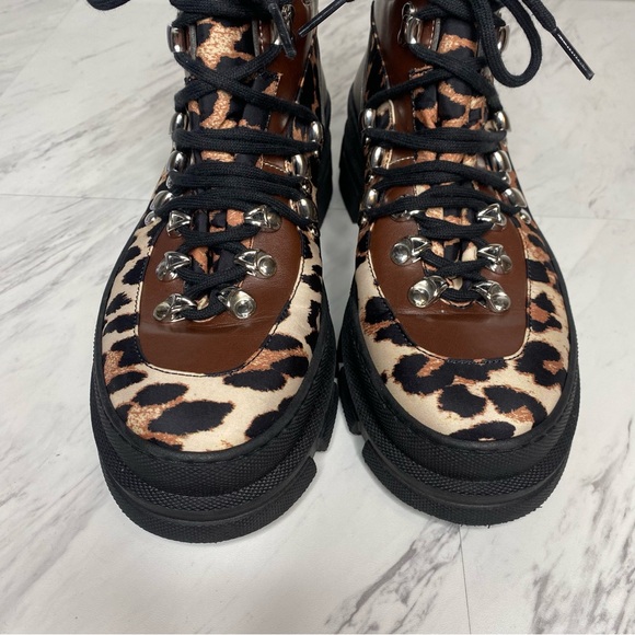 Ganni Leopard Lace Up Hiker Boot 39 - Picture 11 of 15